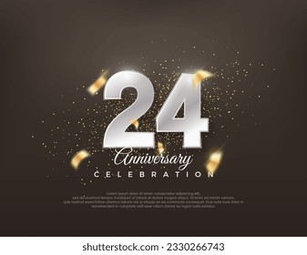 Silver metallic number 24th. luxurious and elegant celebration design. Premium vector for poster, banner, celebration greeting.