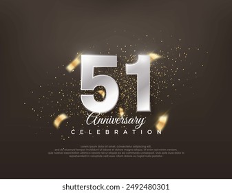 Silver metallic number 51st. luxurious and elegant celebration design. Premium vector for poster, banner, celebration greeting.