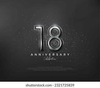 Silver metallic number design. premium number 18th anniversary. Premium vector for poster, banner, celebration greeting.