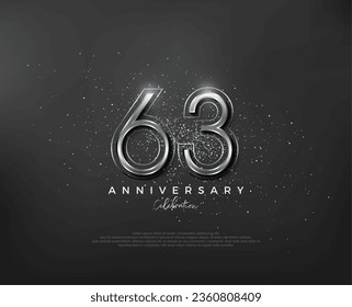 Silber-Metallic-Zahlendesign. 63. Geburtstag. Premium Vektor für Poster, Banner, Fest Gruß.