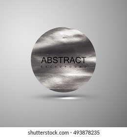 Silver metallic paint stain banner. Vector paint. Abstract silver glittering textured stain. Vector illustration of a silver foil banner or label