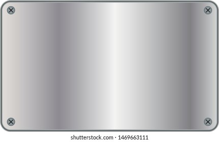 Silver metallic plate on white background.