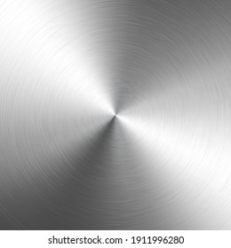 Silver Metallic Radial Gradient With Scratches. Titan, Steel, Chrome, Nickel Foil Surface Texture Effect. Vector Illustration.