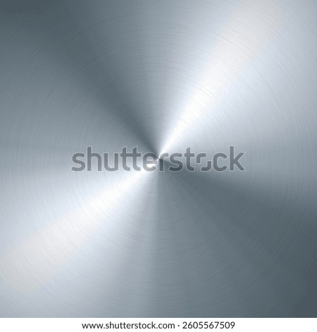 Silver metallic radial gradient with scratches. Titan, steel, chrome, nickel foil surface texture effect. Vector illustration.