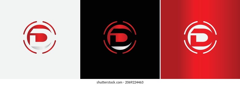 Silver Metallic Red D Logo Creative Modern Minimal Alphabet Initial Letter Mark Monogram Editable in Vector Format