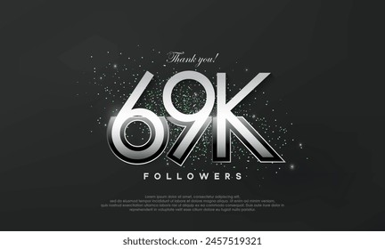 Silver metallic thank you so much for 69k followers, luxurious and elegant design.