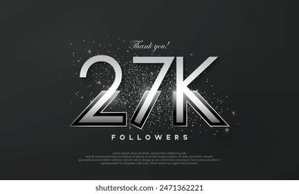 Silver metallic thank you so much for 27k followers, luxurious and elegant design.