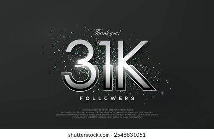 Silver metallic thank you so much for 31k followers, luxurious and elegant design.