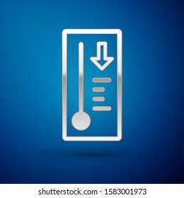 Silver Meteorology thermometer measuring heat and cold icon isolated on blue background. Thermometer equipment showing hot or cold weather.  Vector Illustration