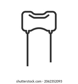 Silver mica capacitor outline icon, electronic and circuit part accessories in main board