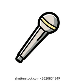 Silver microphone performs broadcasting isolated white