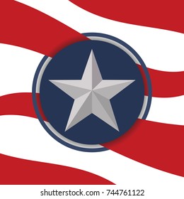 silver military star on the American background