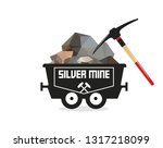 Silver mine wagon. Trolley with silver.