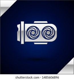 Silver Mining farm icon isolated on dark blue background. Cryptocurrency mining, blockchain technology, digital money market, cryptocoin wallet.  Vector Illustration