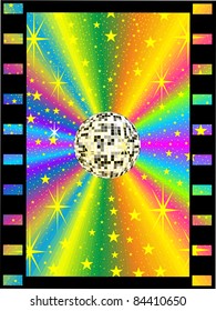silver mirror ball in a film strip