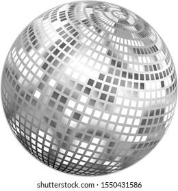 Silver mirror ball on a white background
