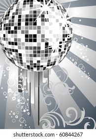 silver mirror ball - vector