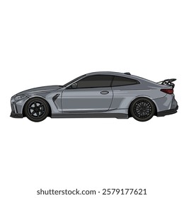 Silver Modern Car in Vector Illustration