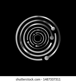 Silver Modern Connection Dots Logo design. Connected circle logo vector illustration