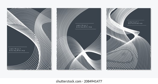 Silberner, moderner Kunsthintergrund. Linienwellenhintergrund. 