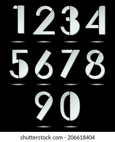 Silver modern numbers set.