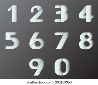 Silver modern numbers set. 