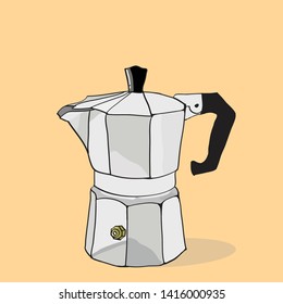 silver moka pot for coffee