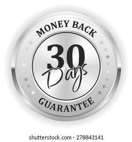 Silver Money Back Badge On White Background