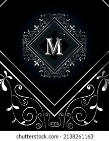 silver monogram with m postcard