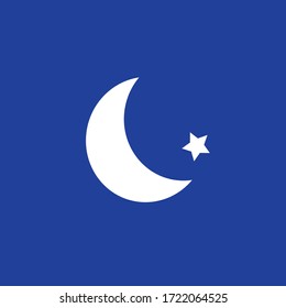 Silver Moon and stars icon isolated on blue background