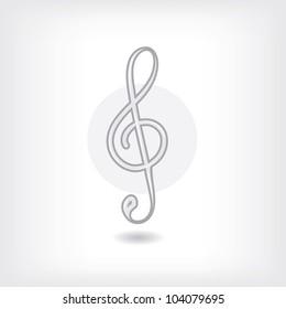 silver music note with gradient white background