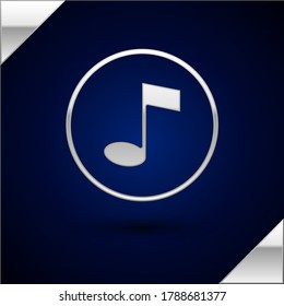 Nota de Silver Music, icono de tono aislado en un fondo azul oscuro.  Vector