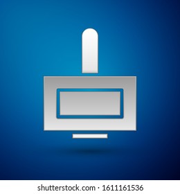 Silver Nail polish bottle icon isolated on blue background.  Vector Illustration