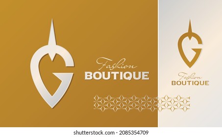 Silver Necklace Pendant shaped letter G logo in gold and silver color combination with an elegant luxury pattern with logo variation for graphic design branding works