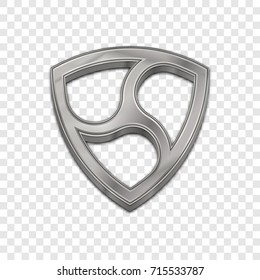 Silver nem coin symbol isolated web vector icon. Nem coin trendy 3d style vector icon. Raised symbol illustration. Silver nem coin crypto currency sign.