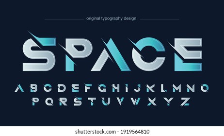 Silver And Neon Blue Sliced Modern Futuristic Typography Text Effect