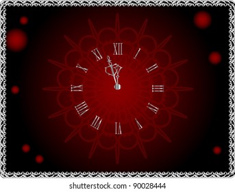 Silver New Year clock in snowflake