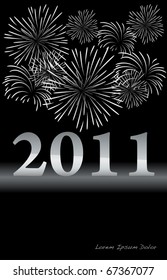 Silver New Year design with fireworks VECTOR