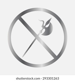 Silver no knife symbol, no weapon, prohibited symbol
