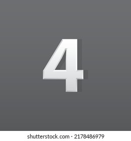 Silver number 4 on dark background, Retro 3D style.
