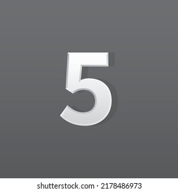 Silver number 5 on dark background, Retro 3D style.