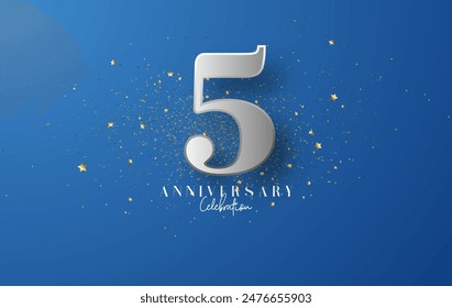 Silver number 5th for the 5th year celebration. Premium vector design for greetings, party invitations and social media posts.