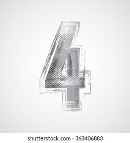 Silver Number Four. Abstract Icon. Vector Illustration.