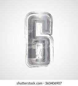 Silver Number Six.  Abstract Icon. Vector Illustration.
