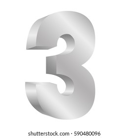 silver number three icon, vector illustraction design image
