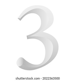 Ilustración De Plata Número Tres Vectores Con Gradiente Aislado En Fondo Blanco.