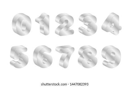 silver numbers icon on the white background