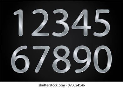 silver numbers, on a black background, vector