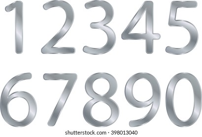 Silver Numbers Vector Stock Vector (Royalty Free) 405796795