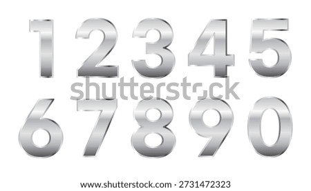 Silver Numbers Vector Metallic Typography 0–9 Luxury Design